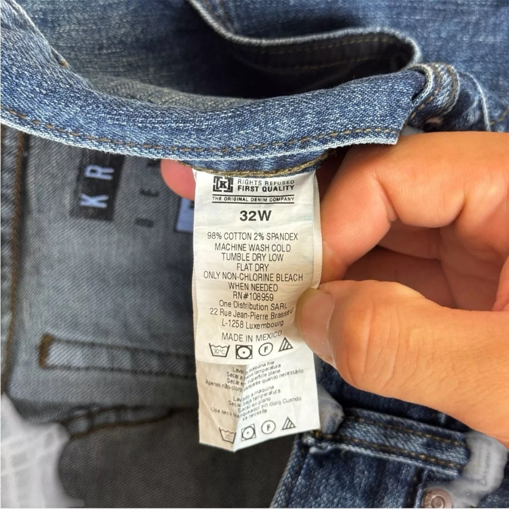 KREW Jeans Kslim Mens Size 32 Fits 33x33 Blue Mid Wash Denim Skate Boarding KR3W - Picture 8 of 14
